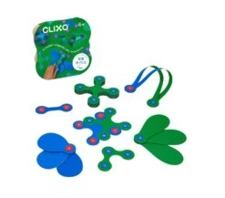 COSTRUZIONI MAGNETICHE CLIXO - PACK 18 PEZZI BLU-VERDE