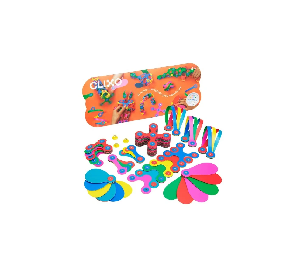 COSTRUZIONI MAGNETICHE CLIXO - SUPER RAINBOW PACK 60 PEZZI 3 COSTRUZIONI MAGNETICHE CLIXO - SUPER RAINBOW PACK 60 PEZZI