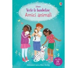 LIBRO CON ADESIVI - VESTO LE BAMBOLINE - AMICI ANIMALI