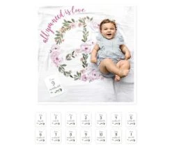 LULUJO - KIT PRIMO ANNO - COPERTINA MUSSOLA DI COTONE E ACCESSORI FOTO - ALL YOU NEED IS LOVE