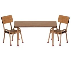 Maileg MICRO - SET TAVOLO E SEDIE TOPINI IN LEGNO - ROSA SCURO